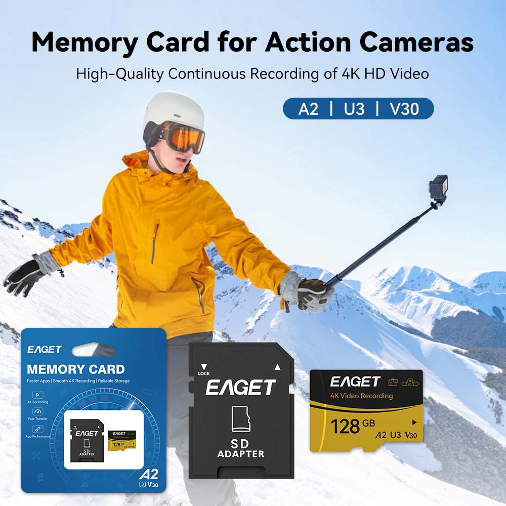 Action Camera Micro Sd Card 128Gb V30 - بطاقة ذاكرة EAGET TF Micro SD