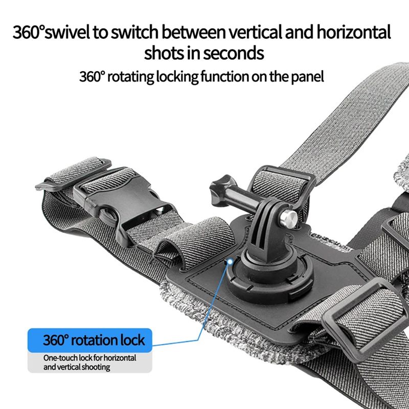 Action Camera Chest Strap Harness Mount - حزام تثبيت قابل للتعديل على الصدر