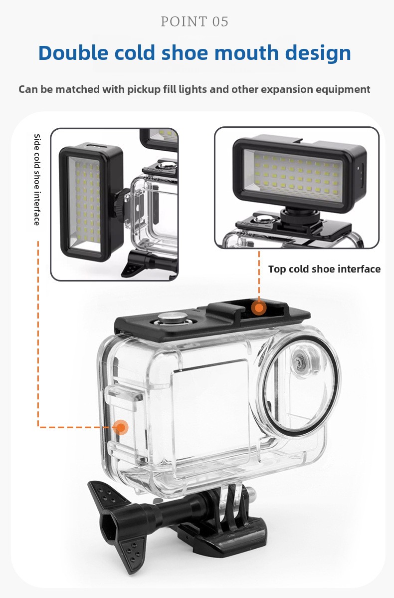 Action Camera Diving Case Underwater 60M - حافظة مقاومة للماء للكاميرات الرياضية، غطاء