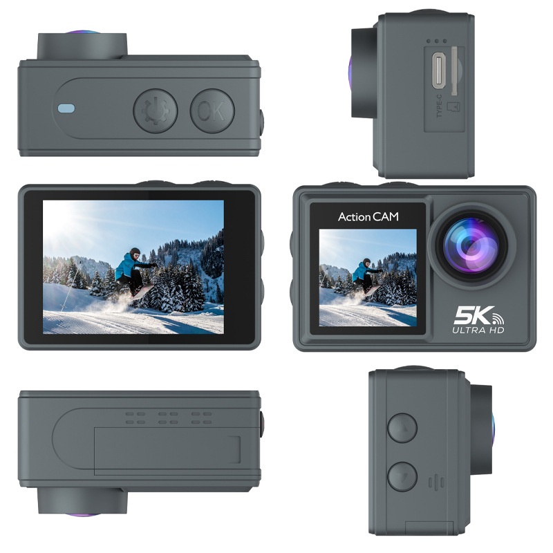 Action Camera 4K 60Fps Dual Screen - كاميرا أكشن بدقة 5K/30 إطارًا في