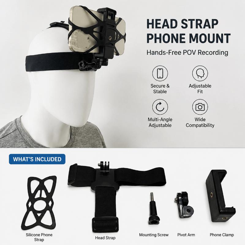 Action Camera Chest Strap Harness Mount - 【مجموعة حامل هاتف محمول مع حزام