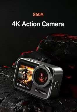 Action Camera 4K 60Fps Dual Screen - كاميرا أكشن 860A بدقة 4K وسرعة
