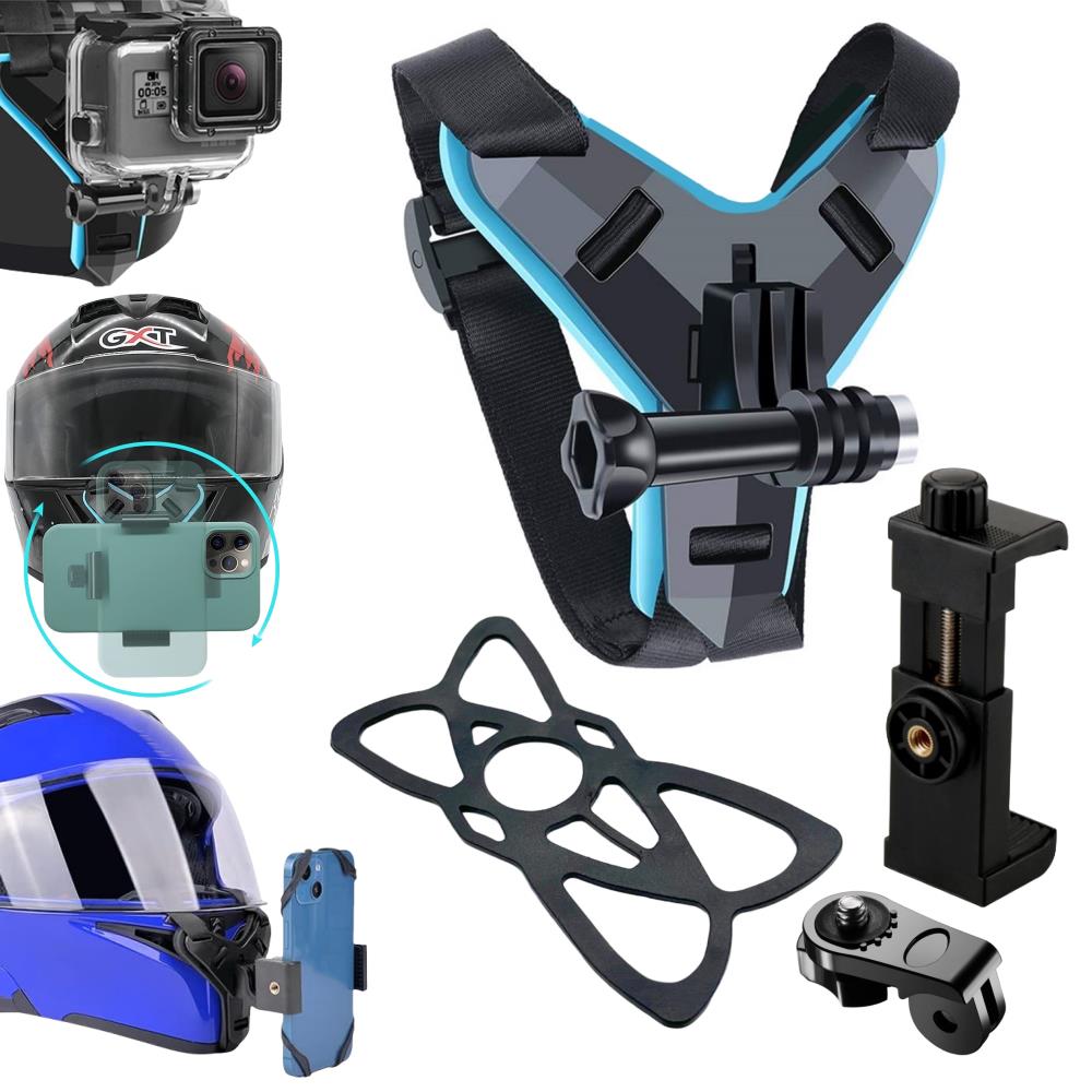 Action Camera Motorcycle Helmet Mount - حامل هاتف لخوذة الدراجة النارية، متوافق