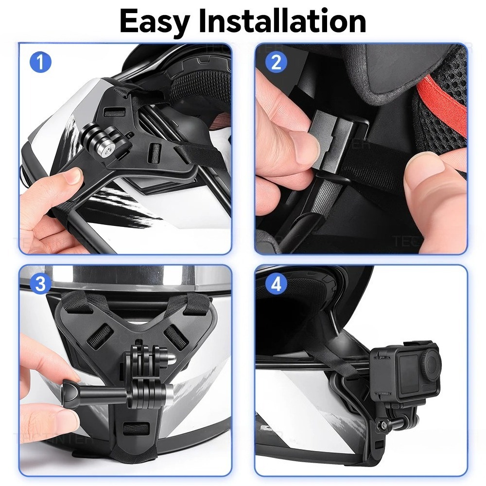 حامل كاميرا للدراجات النارية ي - مراجعة Action Camera Motorcycle Helmet Mount وسعره