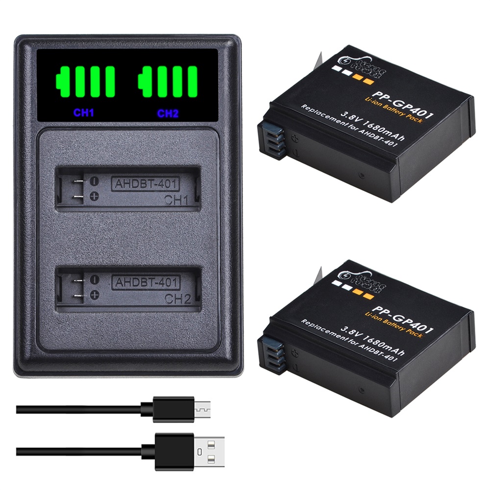 بطارية AHDBT-401 بقدرة 1680 مل - مراجعة Action Camera Battery Charger Dual Pack وسعره
