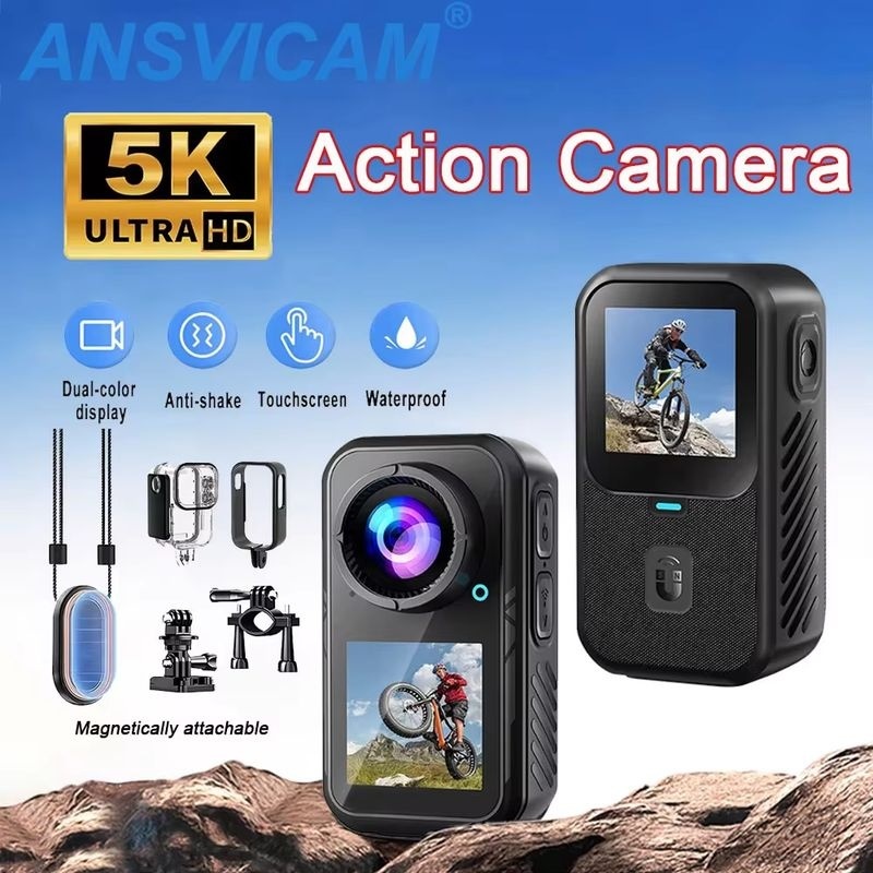 كاميرا أكشن صغيرة بدقة 5K، 4K  - مراجعة Action Camera 4K 60Fps Dual Screen وسعره