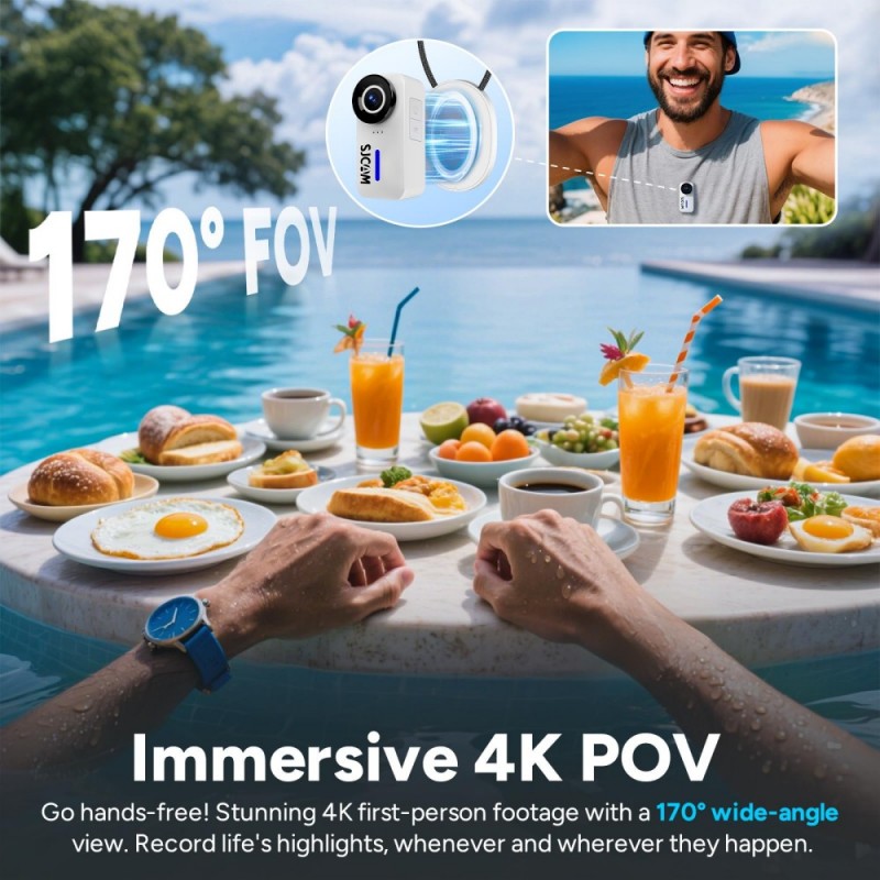 C110 + Plus 64GB SJCAM قلادة م - مراجعة Action Camera Waterproof 30M Without Case وسعره