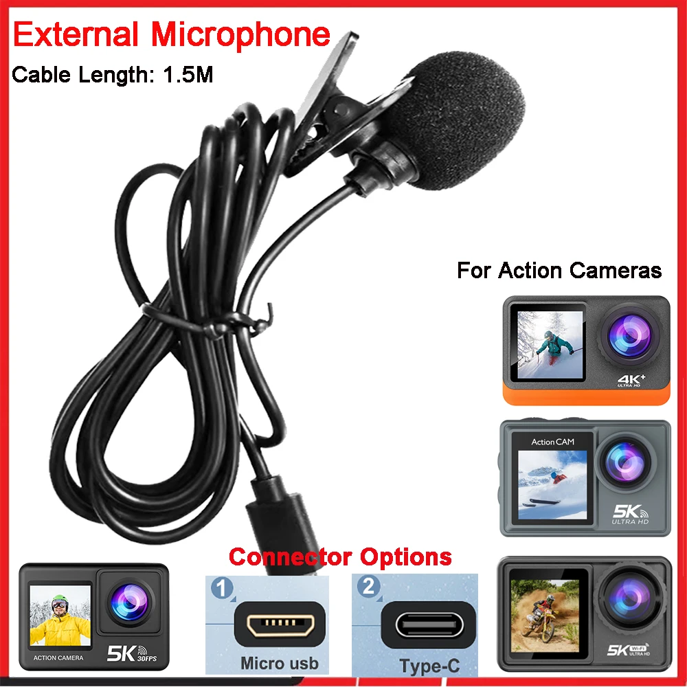 ميكروفون خارجي عالي الجودة لكا - مراجعة Action Camera External Microphone Usb وسعره