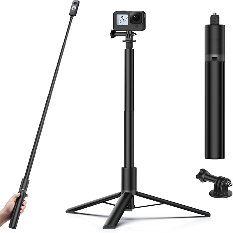 عصا سيلفي غير مرئية قابلة للدو - مراجعة Action Camera Selfie Stick Invisible وسعره