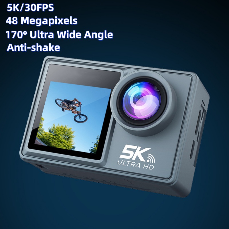 كاميرا أكشن بدقة 5K/30 إطارًا  - مراجعة Action Camera 4K 60Fps Dual Screen وسعره