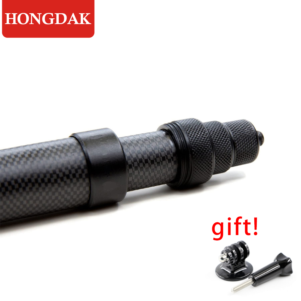 HONGDAK 3m ألياف الكربون قابلة - مراجعة Action Camera Selfie Stick Invisible وسعره