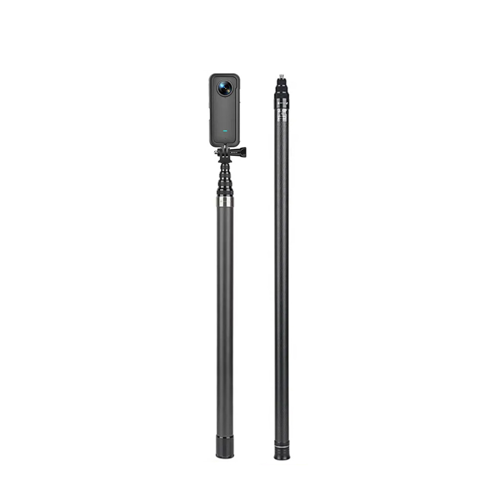 HONGDAK 3m ألياف الكربون قابلة - مراجعة Action Camera Selfie Stick Invisible وسعره