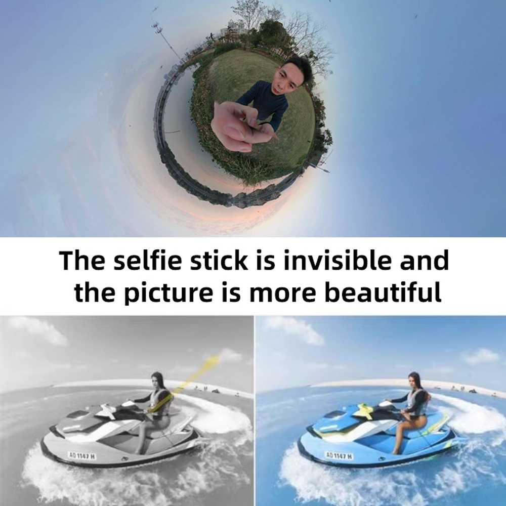 HONGDAK 3m ألياف الكربون قابلة - مراجعة Action Camera Selfie Stick Invisible وسعره