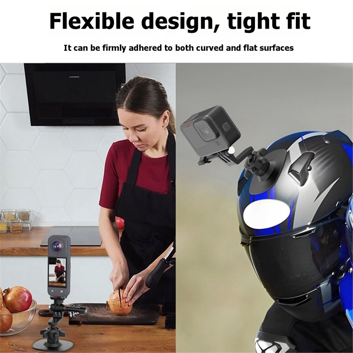 قاعدة تثبيت مرنة وقابلة للتكيف - مراجعة Action Camera Motorcycle Helmet Mount وسعره
