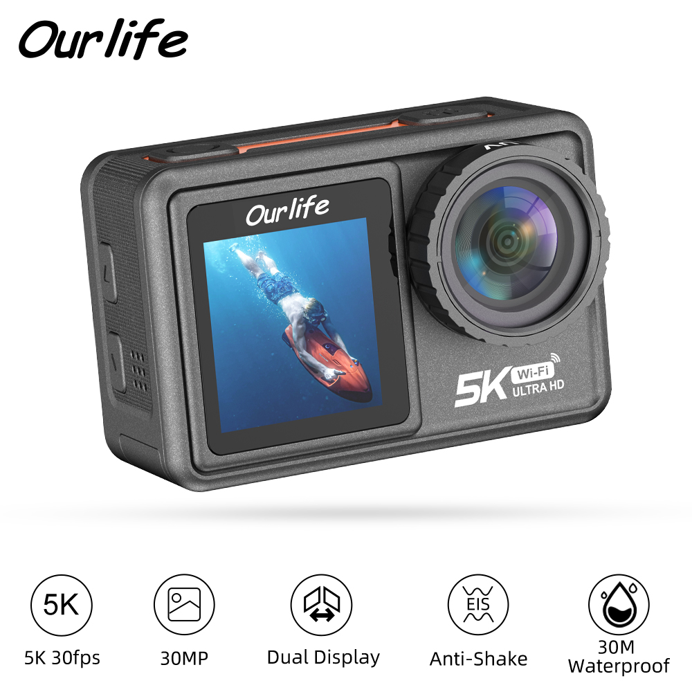 كاميرا Ourlife Action 5K30FPS  - مراجعة Action Camera 4K 60Fps Dual Screen وسعره