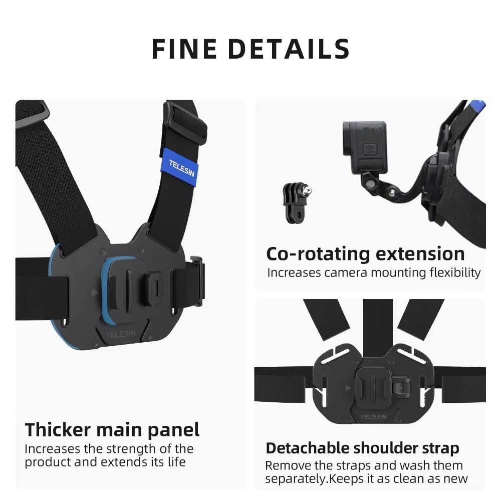 حزام تثبيت قابل للتعديل على ال - مراجعة Action Camera Chest Strap Harness Mount وسعره
