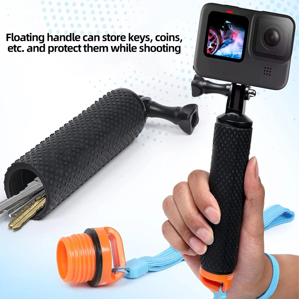 عصا سيلفي مقاومة للماء مع مقبض - مراجعة Action Camera Floating Handle Grip وسعره