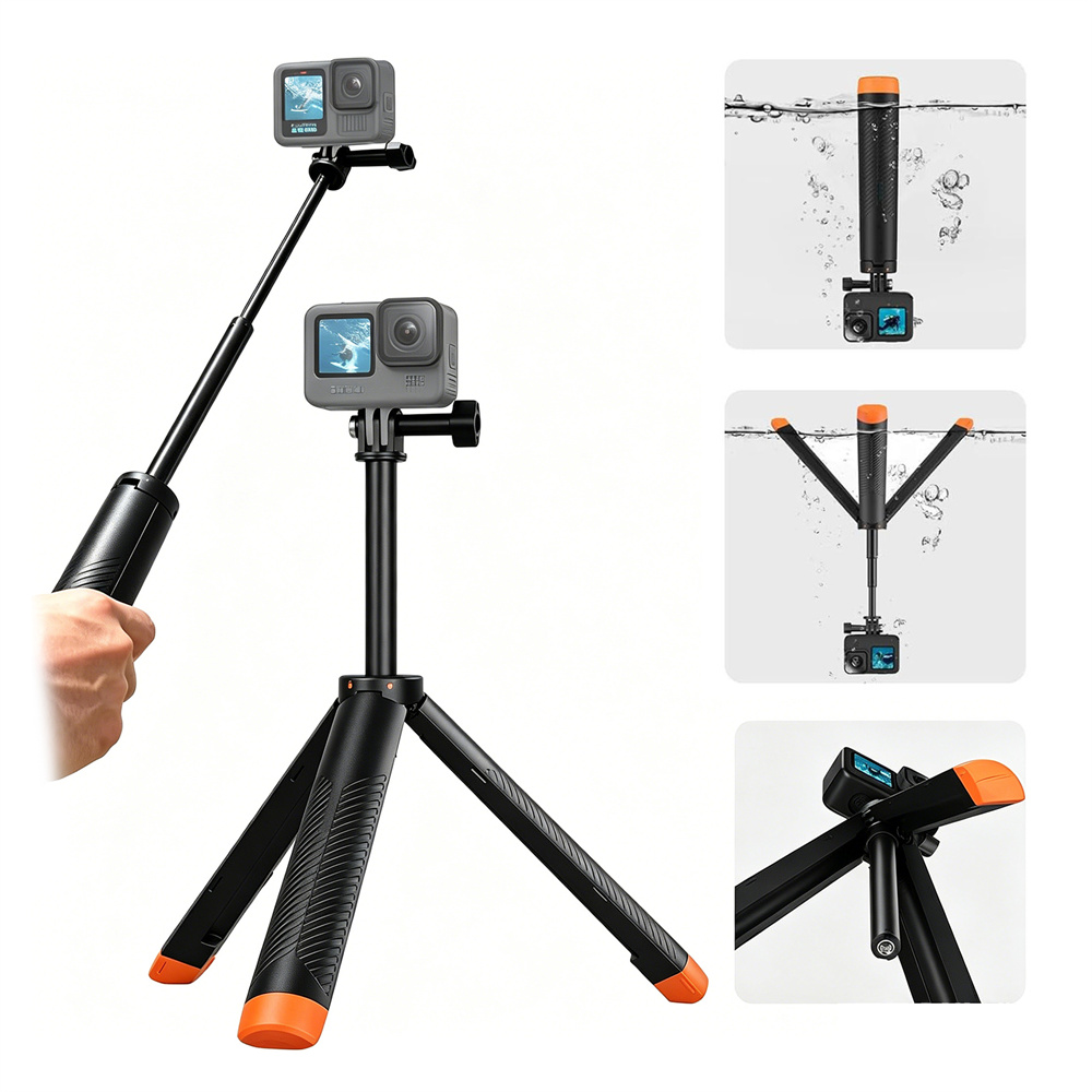 حامل كاميرا ثلاثي القوائم عائم - مراجعة Action Camera Floating Handle Grip وسعره