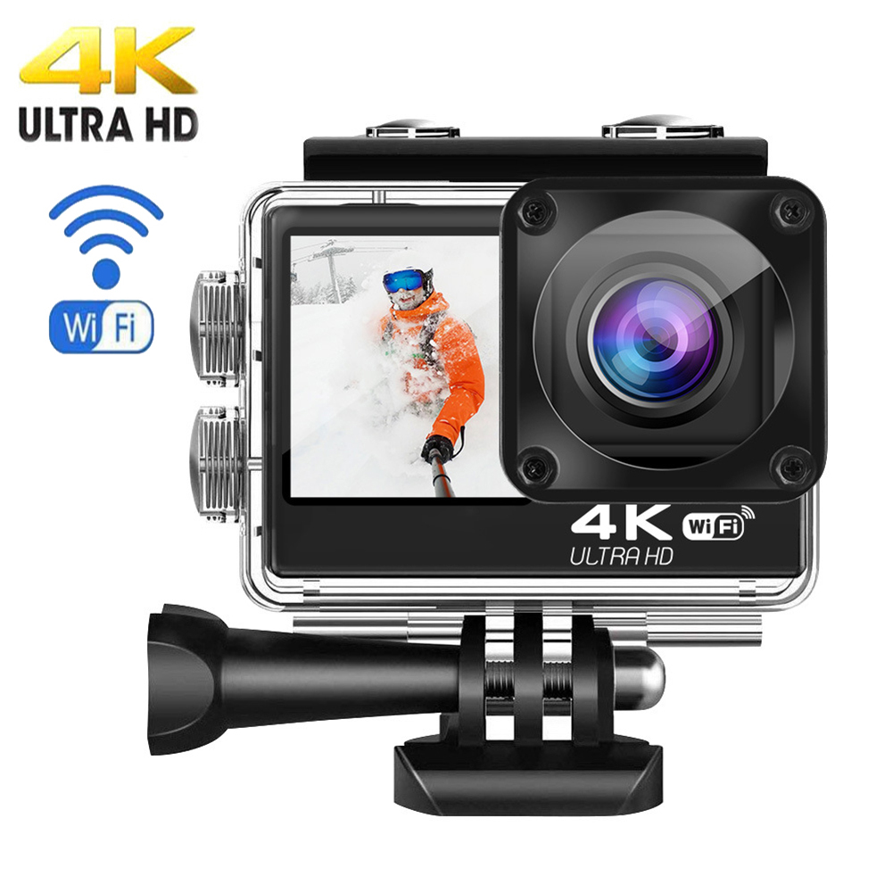 كاميرا عمل 4K 60FPS مع عدسة مر - مراجعة Action Camera 4K 60Fps Dual Screen وسعره