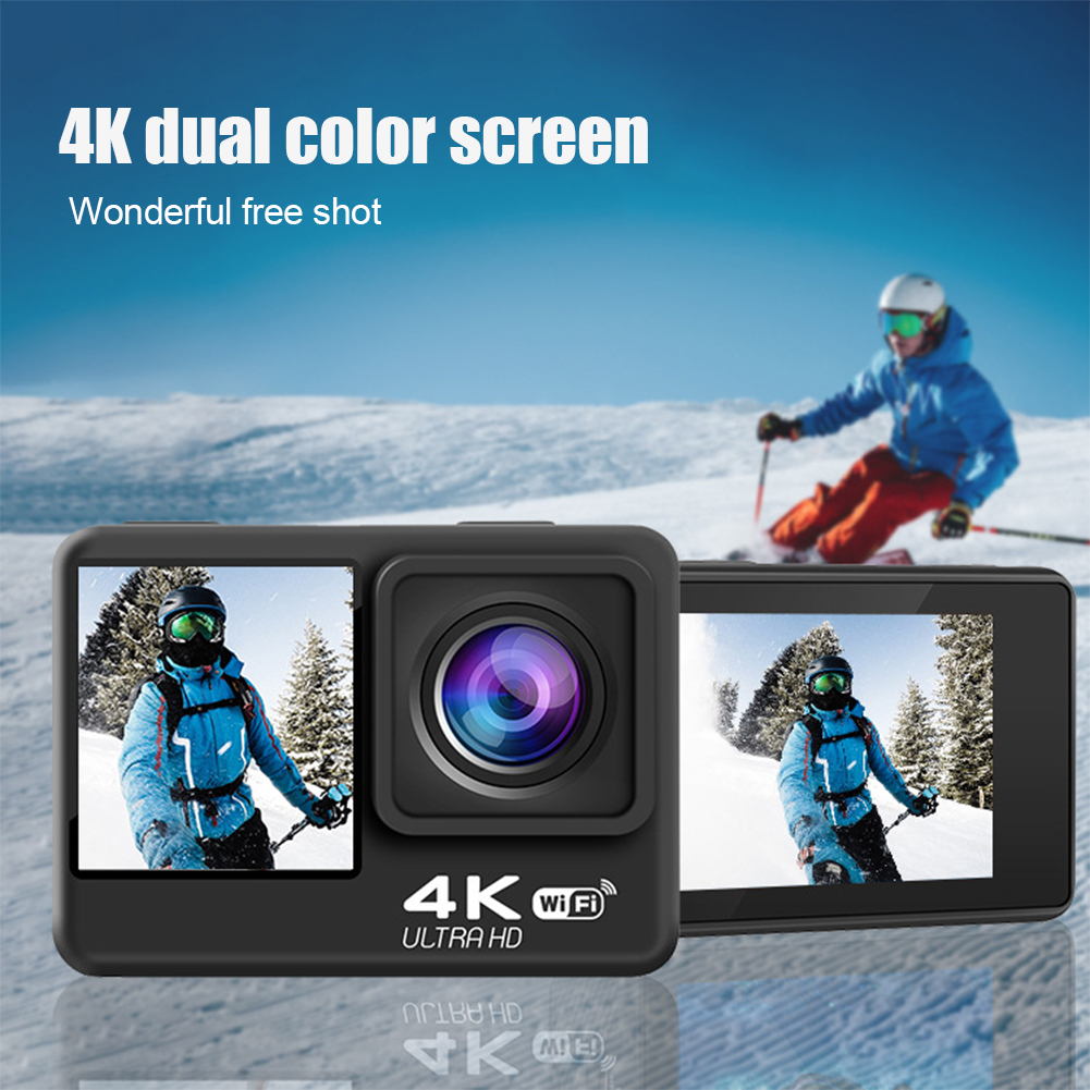 كاميرا عمل 4K 60FPS مع عدسة مر - مراجعة Action Camera 4K 60Fps Dual Screen وسعره
