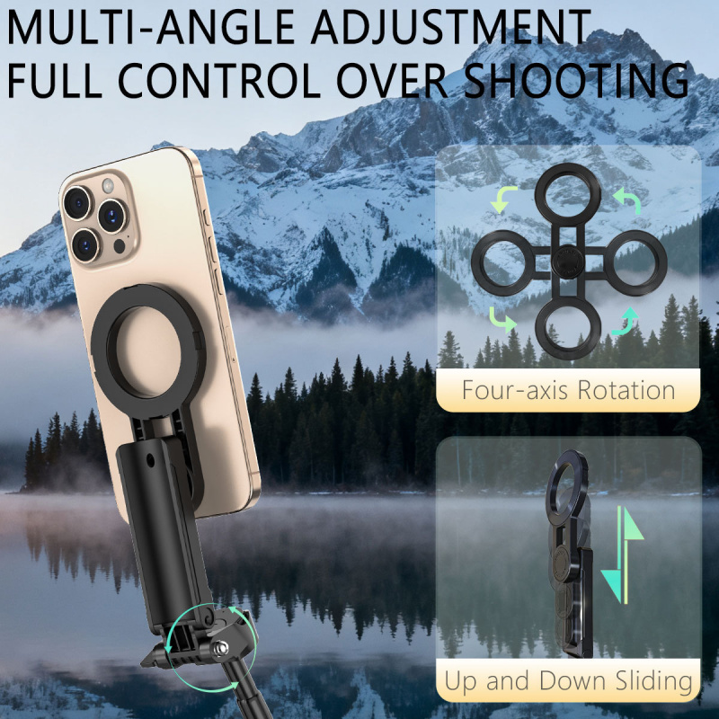 عصا سيلفي بلوتوث محمولة قابلة  - مراجعة Action Camera Selfie Stick Invisible وسعره