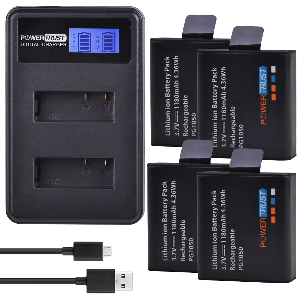 بطارية PG1050 SJ4000 PG900 بسع - مراجعة Action Camera Battery Charger Dual Pack وسعره