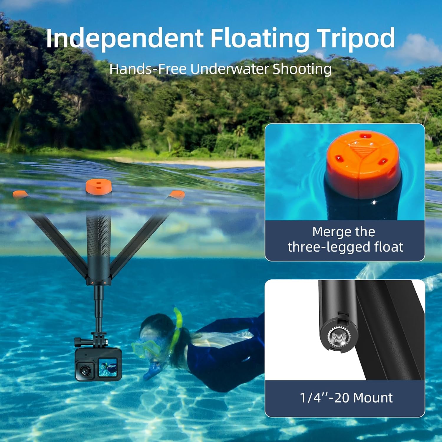 عصا سيلفي عائمة 4 في 1 مع حامل - مراجعة Action Camera Floating Handle Grip وسعره