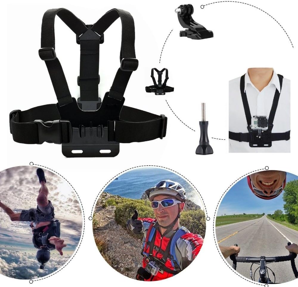 مجموعة إكسسوارات تشمل حزام رأس - مراجعة Action Camera Chest Strap Harness Mount وسعره