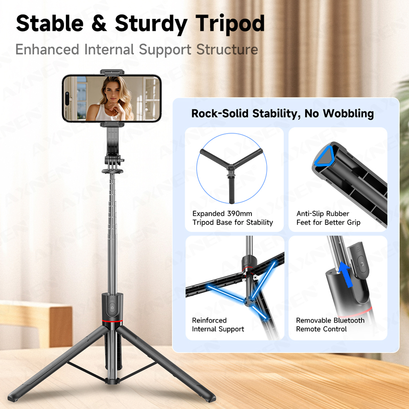 AXNEN F15 عصا سيلفي قابلة للتم - مراجعة Action Camera Selfie Stick Invisible وسعره