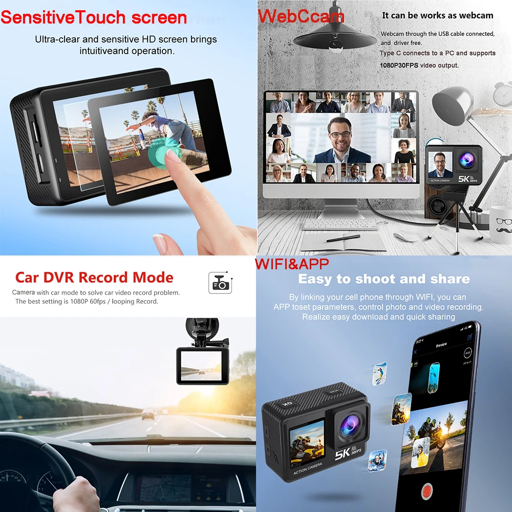 كاميرا G9SE الرياضية بدقة 5K و - مراجعة Action Camera 4K 60Fps Dual Screen وسعره